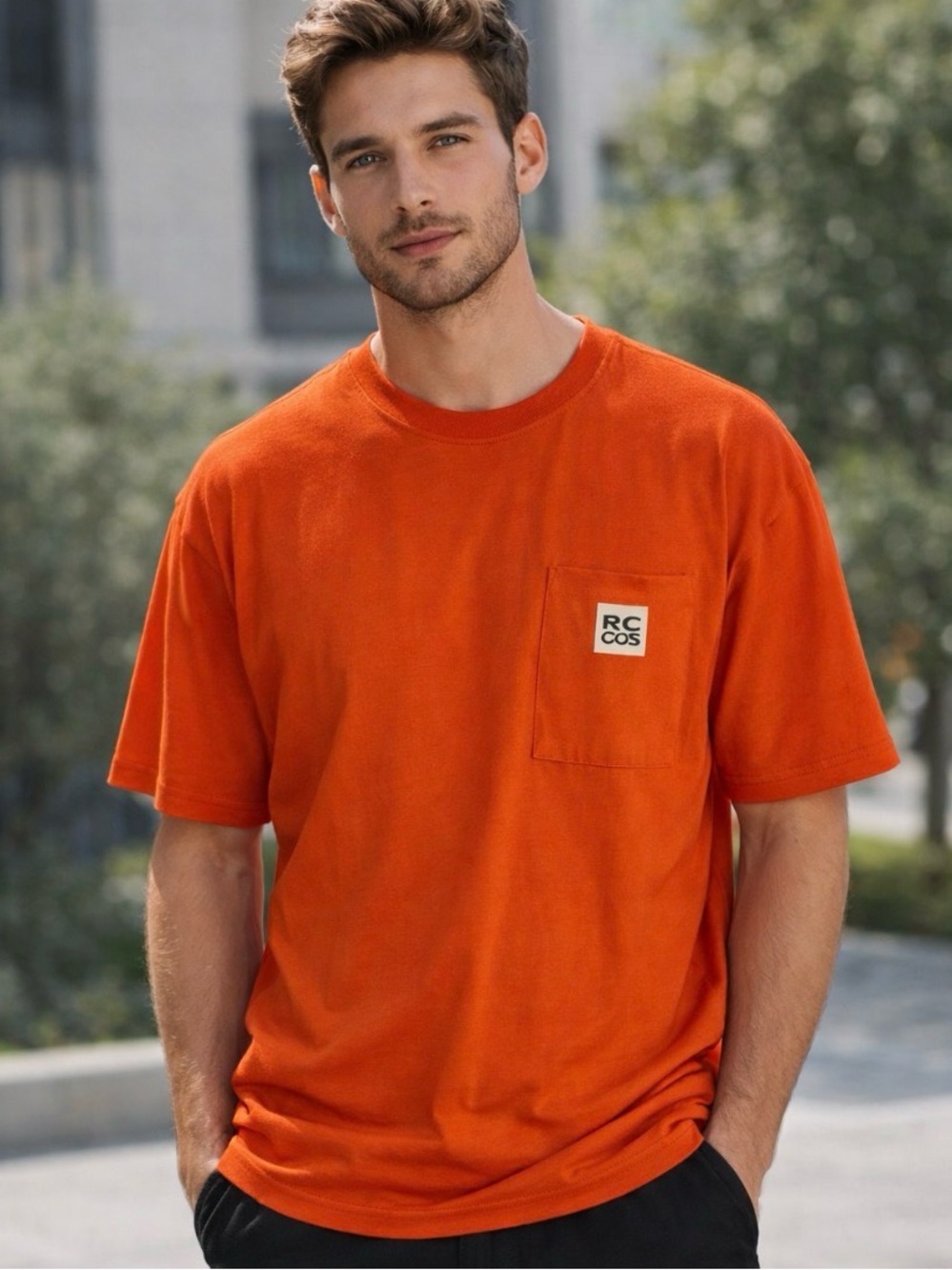 RC Outdoor Supply NWT Pocket Logo Graphic T-Shirt Cotton Red Orange size M